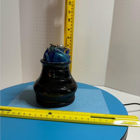 One of A Kind Recycled Glass and Jewelry Plant in a beautiful pottery vase. - Picture 3 of 3